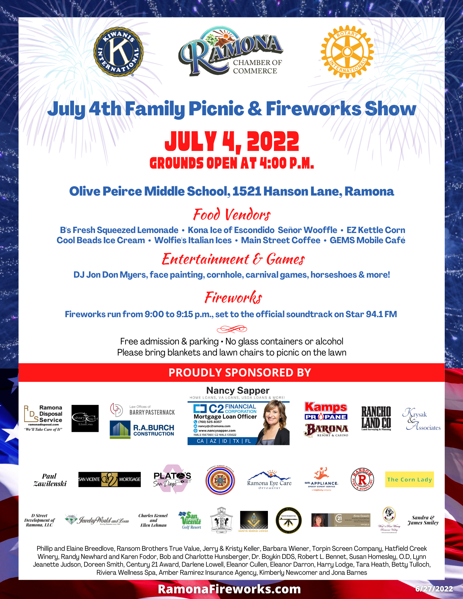 Fireworks Ramona Chamber of Commerce